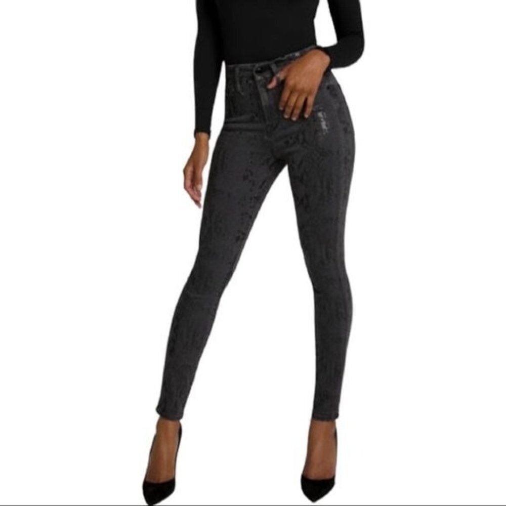 Snakeskin Foil High Rise Skinny Jeans 00/ 24